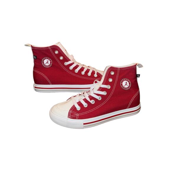 Alabama Crimson Tide High Top Sneakers Red White Canvas Unisex Men’s 8 Womens 10 - Picture 2 of 8